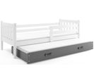 Lit Gigogne Carino 190x90 Avec Sommier Et Matelas En Blanc+gris