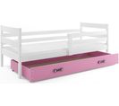 Lit Enfant Eryk 190x90 Avec Sommier, Matelas Et Tiroir En Blanc+rose