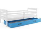 Lit Enfant Eryk 190x90 Avec Sommier, Matelas Et Tiroir En Blanc+bleu