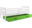 Lit Enfant Eryk 190x80 Avec Sommier, Matelas Et Tiroir En Blanc+vert