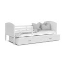 Lit Gigogne Mateo 90x190 Blanc - Blanc Livré Avec Sommiers, Tiroir Et Matelas En Mousse De 7cm