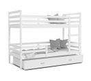 Lit Superposé Milo 90x190 Blanc - Blanc Livré Avec Sommiers, Tiroir Et Matelas En Mousse De 7cm