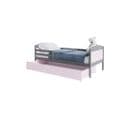 Lit Gigogne Mateo 90x190 Gris - Rose Livré Avec Sommiers, Tiroir Et Matelas En Mousse De 7cm