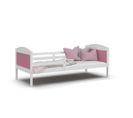 Lit Enfant Mati 90x190 Blanc - Rose Livré Avec Sommiers