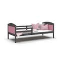 Lit Enfant Mati 90x190 Gris - Rose Livré Avec Sommiers