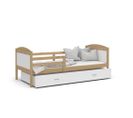 Lit Enfant Mateo 90x190 Pin - Blanc Livré Avec Sommiers, Tiroir Et Matelas En Mousse De 7cm