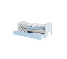 Lit Enfant Mateo 90x190 Pin - Bleu Livré Avec Sommiers, Tiroir Et Matelas En Mousse De 7cm