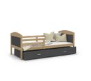 Lit Enfant Mateo 90x190 Pin - Gris Livré Avec Sommiers, Tiroir Et Matelas En Mousse De 7cm