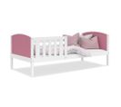 Lit Enfant Tom 90x190 Blanc - Rose Livré Avec Sommiers