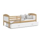 Lit Gigogne Mateo 90x190 Pin - Blanc Livré Avec Sommiers, Tiroir Et Matelas En Mousse De 7cm