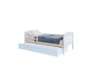 Lit Gigogne Mateo 90x190 Pin - Bleu Livré Avec Sommiers, Tiroir Et Matelas En Mousse De 7cm