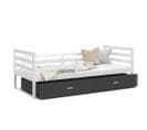 Lit Enfant Milo 90x190 Blanc - Gris Livré Avec Sommiers, Tiroir Et Matelas En Mousse De 7cm