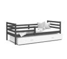 Lit Enfant Milo 90x190 Gris - Blanc Livré Avec Sommiers, Tiroir Et Matelas En Mousse De 7cm