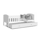 Lit Gigogne Tomy 90x190 Blanc - Blanc Livré Avec Sommiers, Tiroir Et Matelas En Mousse De 7cm