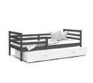 Lit Gigogne Milo 90x190 Gris - Blanc Livré Avec Sommiers, Tiroir Et Matelas En Mousse De 7cm