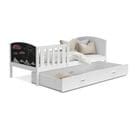 Lit Enfant Tomy Blanc 90x190 Avec Ardoise + Matelas + Sommier