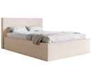 Lit Capitonné Double 180x200 Lucera En Tissu Chenille Beige Clair