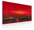 Tableau Peint à La Main "coucher De Soleil Sur La Mer Rouge" 60x120cm