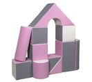 Set De 11 Blocs En Mousse Pour Le Jeu Blanc, Rose, Gris