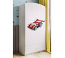 Armoire 2 Portes 1 Tiroir Babydream Voiture De Course - Blanc