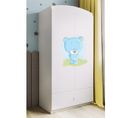 Armoire 2 Portes 1 Tiroir Babydream Ourson Bleu - Blanc