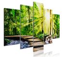 Tableau Imprimé 5 Panneaux "forest Footbridge Wide" 100 X 200 Cm