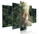 Tableau 5 Panneaux "leopard Lying Wide Pale Green" 100 X 200 Cm