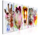 Tableau 5 Panneaux "watercolour Animals Narrow" 90 X 225 Cm