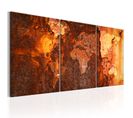 Tableau Imprimé "world Map : Old Rust" 30 X 60 Cm