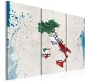Tableau Imprimé 3 Panneaux "carte De L'italie" 60 X 90 Cm