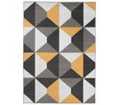 Tapis Salon Rectangle Jaune Gris Blanc Géométrique Fin Maya 160x230