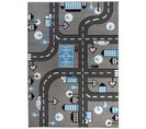 Tapis De Chambre Enfant Gris Bleu Blanc Route Ville Fin Pinky 120x170