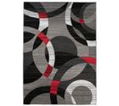 Tapis De Salon Chambre Design Moderne Gris Noir Rouge Cercles Moucheté Fin Maya 140x200