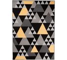 Tapis Salon Chambre Moderne Jaune Gris Noir Triangles Géométrique Fin Maya 160 X 220 Cm