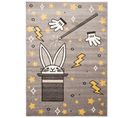 Tapis Chambre Enfant Gris Jaune Noir Blanc Lapin Chapeu Magique 160 X 230 Cm