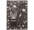 Tapis Chambre Enfant Gris Foncé Blanc Noir Lapin Chapeu Magique 133 X 190 Cm