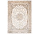 Tapis Salon Chambre Brillant Crème Beige Marron Vintage Rosace Moucheté Effet 3d Oeko-tex 80x150 cm