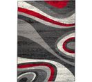 Tapis Salon Rectangle Rouge Gris Abstrait Vagues Fin Dream 160x220