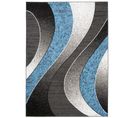 Tapis Salon Rectangle Bleu Gris Noir Vagues Fin Dream 160x220