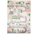 Tapis Enfant Bébé Multicolore Route Ville Fin Doux 120x170 cm Emma