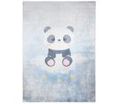 Tapis Enfant Bébé Bleu Blanc Noir Jaune Panda Fin Doux 140x200 cm Emma