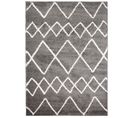 Tapis Séjour Gris Blanc Ethnique Zigzags Moelleux Epais 140x200