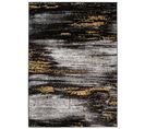 Tapis De Salon Moderne Gris Noir Jaune Taches Fin Maya 200x200