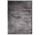 Tapis Salon Chambre Gris Moyen Unicolore Shaggy Poils Longs 120x170 Evra