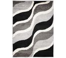 Tapis Salon Chambre Noir Gris Blanc Ondes Abstrait Moelleux 240x330 cm