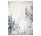 Tapis Salon Crème Beige Bleu Ciel Gris Bleu Foncé Abstrait Franges Fin 200x305cm