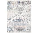 Tapis Salon Beige Bleu Crème Gris Bleu Foncé Losanges Rayures Franges Fin 160x225cm