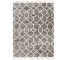 Tapis Shaggy Poils Longs Gris Foncé Crème Ethno Moelleux Franges 160 X 220 Cm