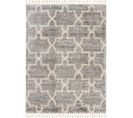 Tapis Shaggy Poils Longs Gris Crème Treillis Moelleux Franges 120 X 170 Cm