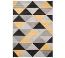 Tapis Salon Chambre Noir Jaune Gris Triangles Doux 160 X 220 Cm Lazur